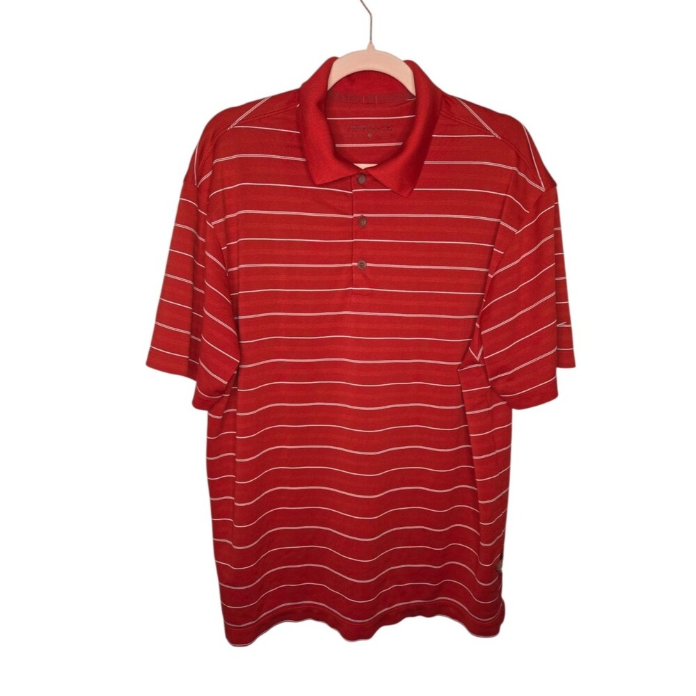 Nike Golf Dri-Fit Red Stripe Performance Polo Shirt, Size Large